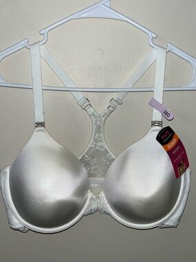Maidenform Racerback Shaping Underwire Lined Front Clasp White Bra Size 38D NWT